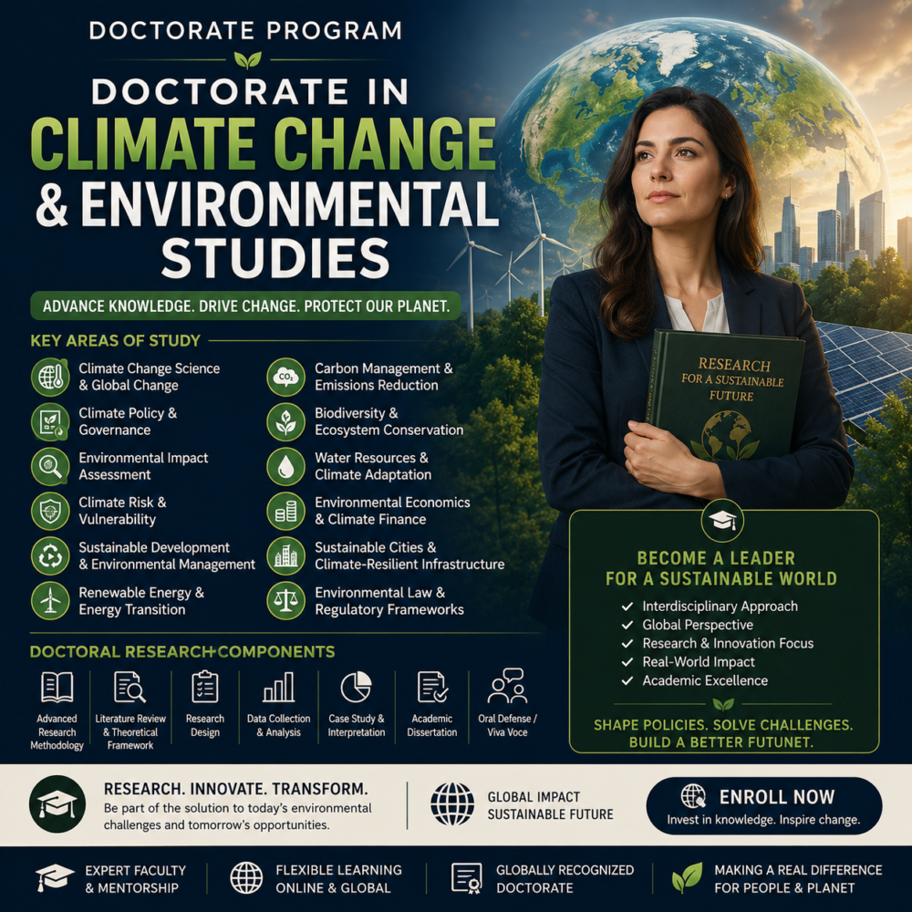 Doctorate in Climate Change & Environmental Studies